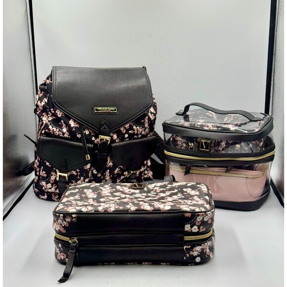 Victoria's Secret Handbags - VICTORIA'S SECRET 6 Piece Midnight Rose Travel Make-Up Train Case Backpack NWOT!